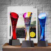 Crystal trophy custom colorful trophy blue red Award trophy high-grade lettering Multi-Color Trophy
