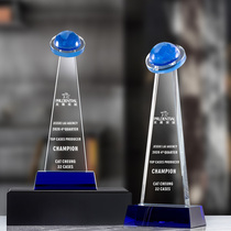 Crystal trophy custom creative lettering Crystal Globe custom campus basketball competition annual ceremony Award