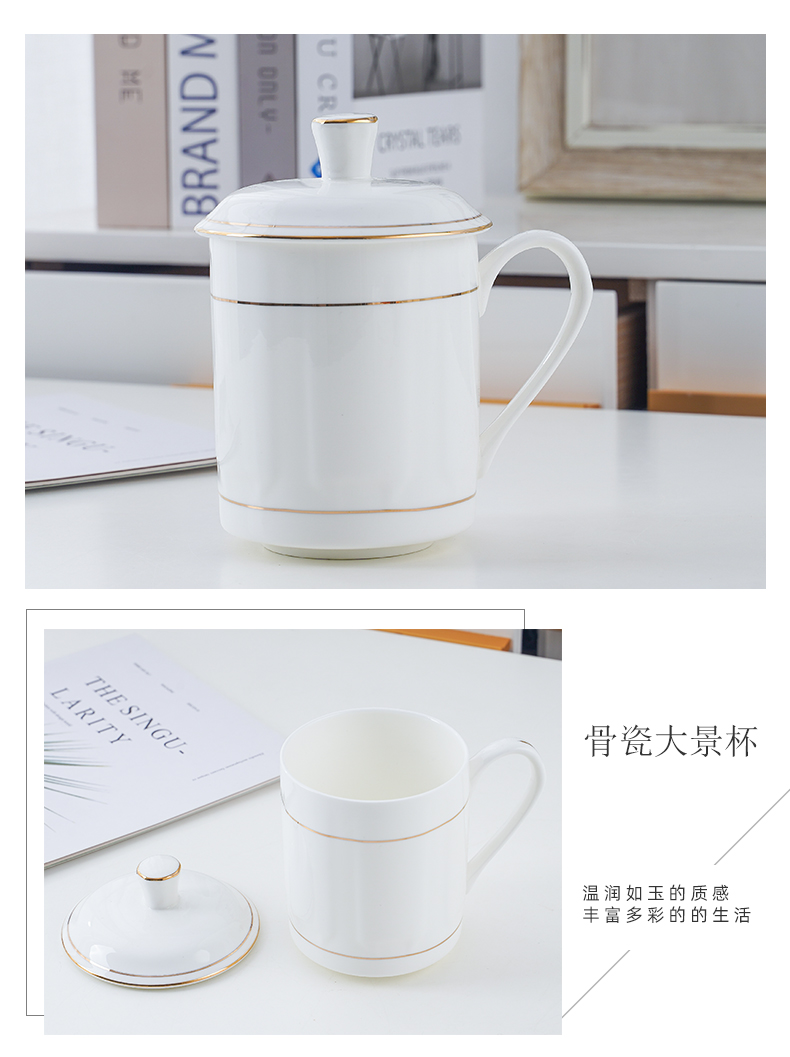 Jingdezhen ceramic cups with cover cup suit office and meeting the custom LOGO ipads porcelain cup home 10