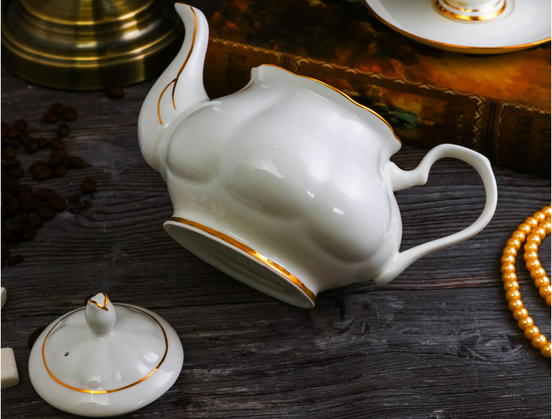 Jingdezhen ceramic English coffee pot cool up phnom penh household ceramic kettle teapot pure white printing custom LOGO