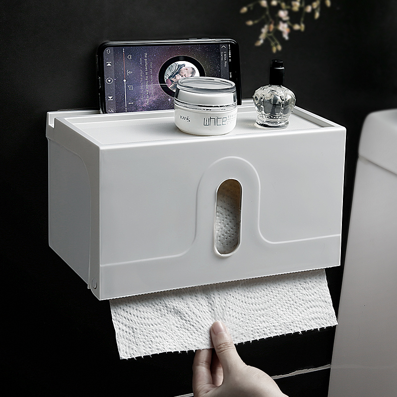 Powder room tissue box Non-perforated toilet tissue holder Wall-mounted roll toilet paper tube Waterproof tissue holder Toilet paper box