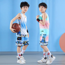 Childrens basketball suit set Boys custom vest training suit primary school competition team uniform printing sportswear jersey