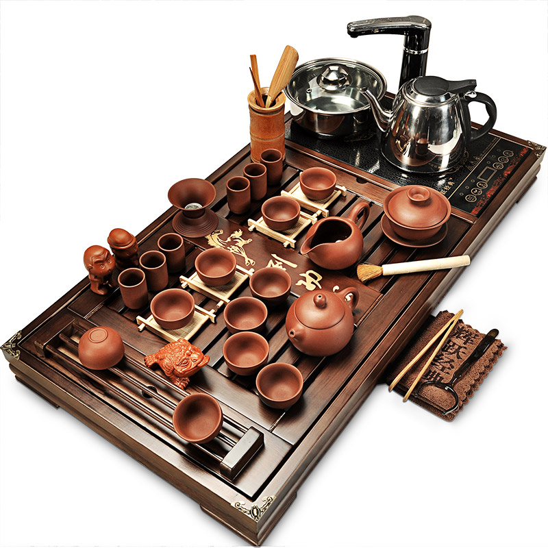 Hui, make tea tea suit ceramics household kung fu tea set a complete set of induction cooker contracted solid wood tea tray