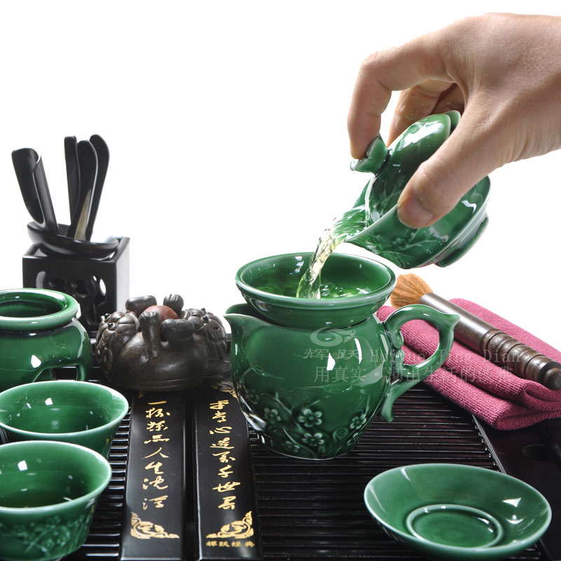 Hui make purple sand tea set a complete set of kung fu tea set a complete set of solid wood tea tray induction cooker tea set