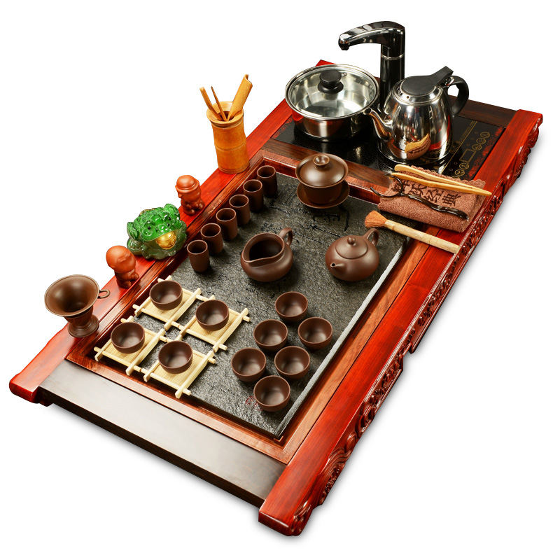 Hui, make ice crack tea set sharply violet arenaceous stone kung fu tea sets four unity of hua limu tea tray