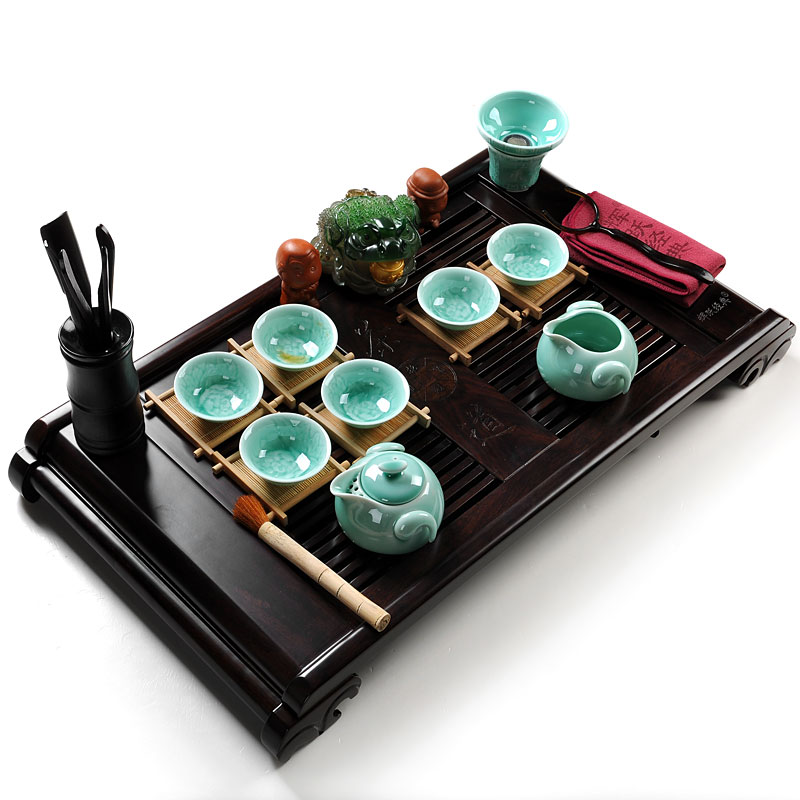 Hui make kung fu tea tea tray ebony wood tea sets suit your up celadon ceramic tea set