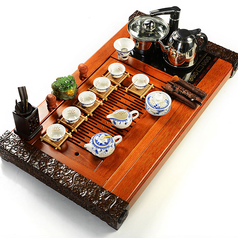 Hui make kung fu tea set tea exchanger with the ceramics up tea set a complete set of induction cooker solid wood tea tray