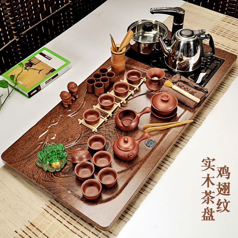 Hui, make tea set contracted tea service of a complete set of violet arenaceous kung fu tea tea set ceramic induction cooker solid wood tea tray