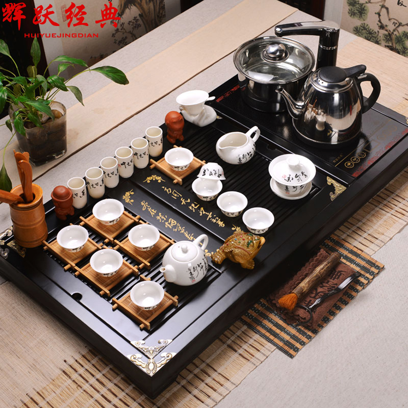 Hui, make ceramic tea sets quality goods/ipads China kung fu tea set/induction cooker solid wood tea tray was calligraphy