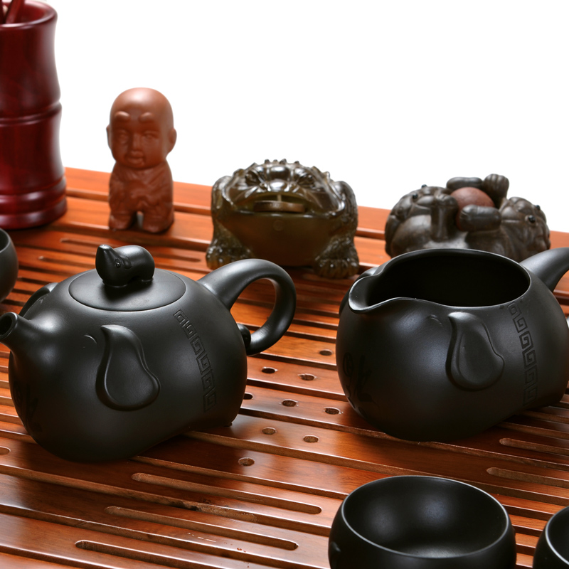 Hui make purple sand tea sets suit kung fu tea set xiangyun induction cooker solid wood tea tray