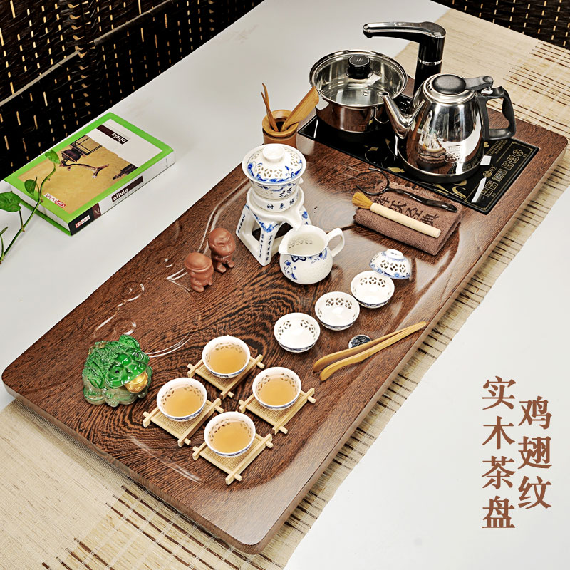 Hui, make tea set contracted tea service of a complete set of violet arenaceous kung fu tea tea set ceramic induction cooker solid wood tea tray