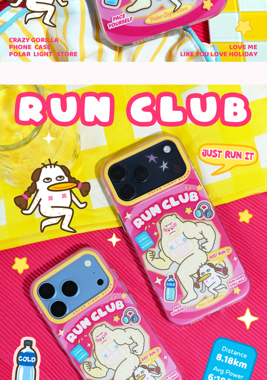 Girls RUN CLUB Muscle Gorilla Cute iPhone Case