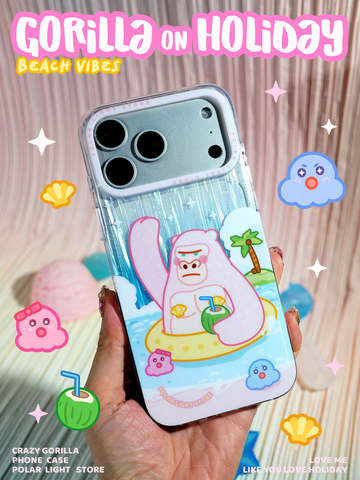 Girls Pink Gorilla Holiday Beach Vibes iPhone Case