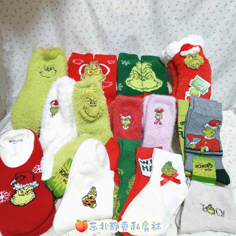 61 Foreign Order Hot Item Grinch Christmas Monster Green Furry Monster Grinch Color-Block Plush Mid-Calf Socks 61 Foreign Order Hot Item Grinch Christmas Monster Green Furry Monster Grinch Color-Block Plush Mid-Calf Socks