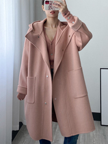 Woolen coat women's middle school long 2021 new winter small thick woolen coat Hepburn wind autumn Korean version