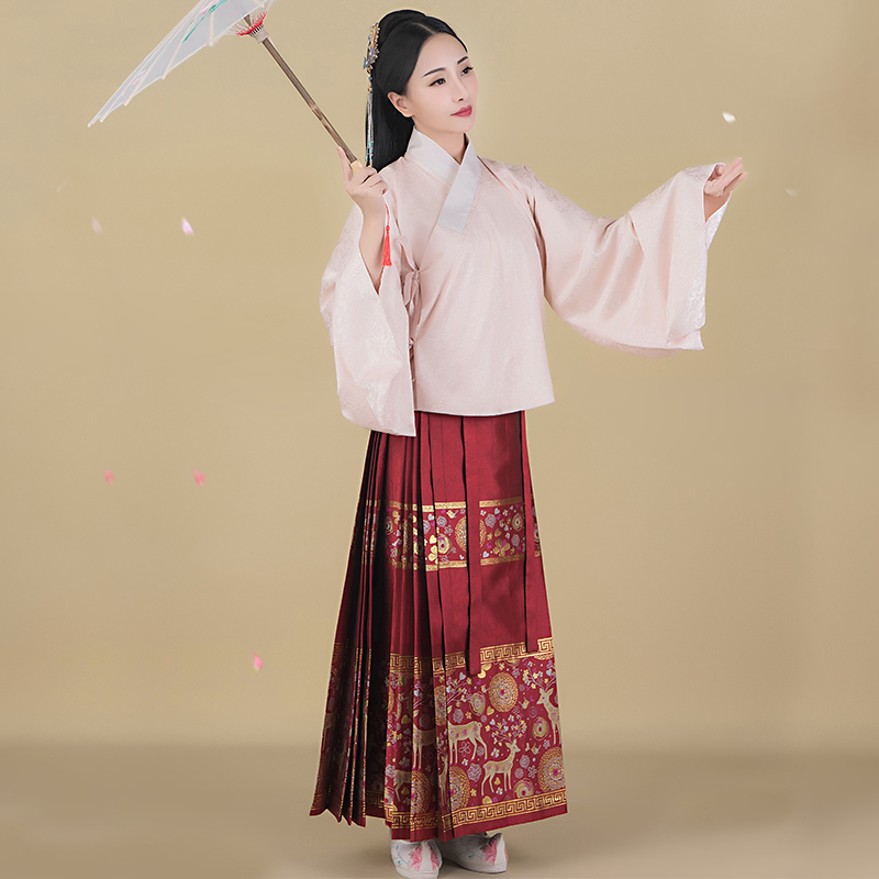 Handed in the Handmaid's Weijin Wind Ming style Pipa Sleeves Han Suit Slanted on top of the jacket Jacket Waist Jacket Dresses Golden Horse Face Skirt Autumn Winter