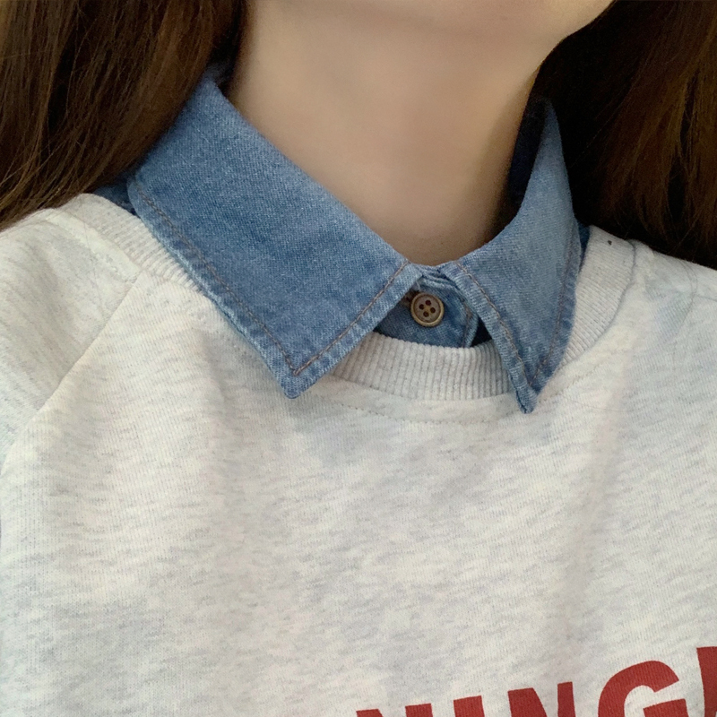 Fake Collar for Women, Versatile Shirt Collar, Cotton Decoration, Autumn and Winter Denim Pointed Collar, Paired with Sweatshirt, Sweater, Spring Round Collar, High-End for Men