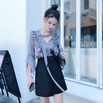 BV original design spring and summer Korean version of thin high waist bow irregular a-shaped black short skirt women