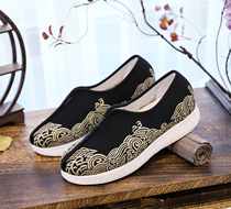 One Foot Pedaling sea water Soft Bottom Hanfu Matching Shoes China Wind Bean Bean Shoes Man Tide Canvas Single Shoes Little spot