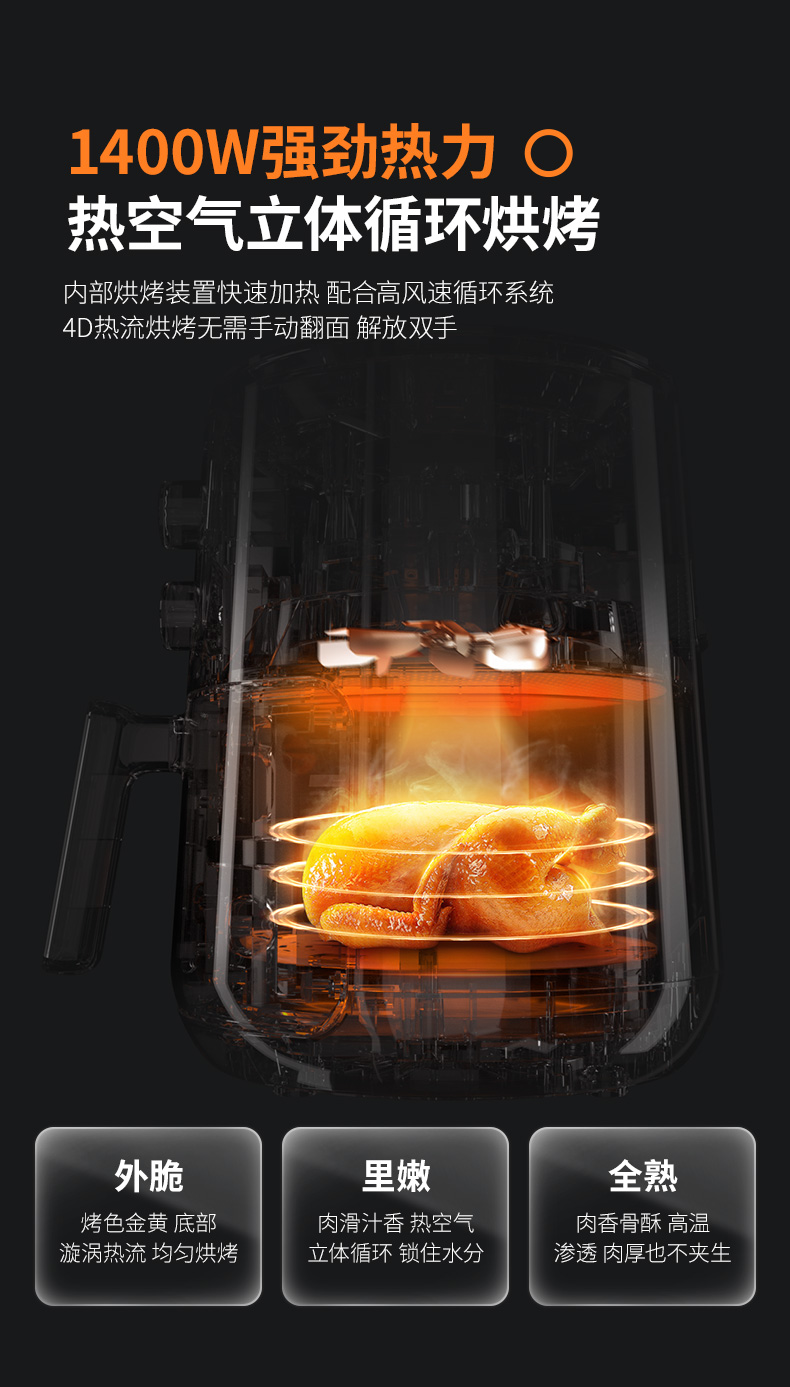 九阳 KL45-VF510 全自动智能空气炸锅 4.5L 图12