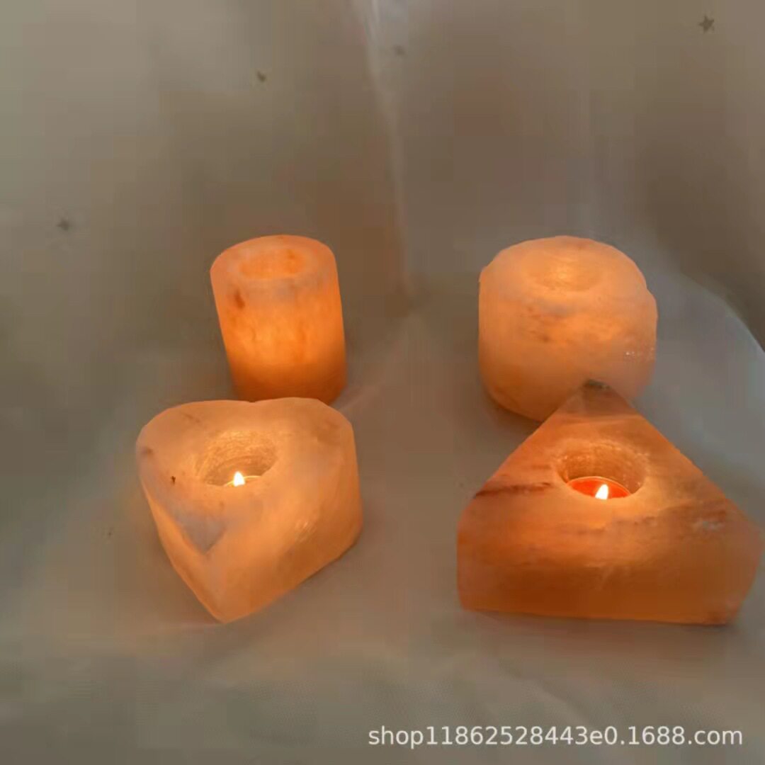 Salt Lamp Himalayan Rose Salt Lamp Candlestick Romantic Candlelight Dinner Candlestick Ornament Candle Decoration Gift