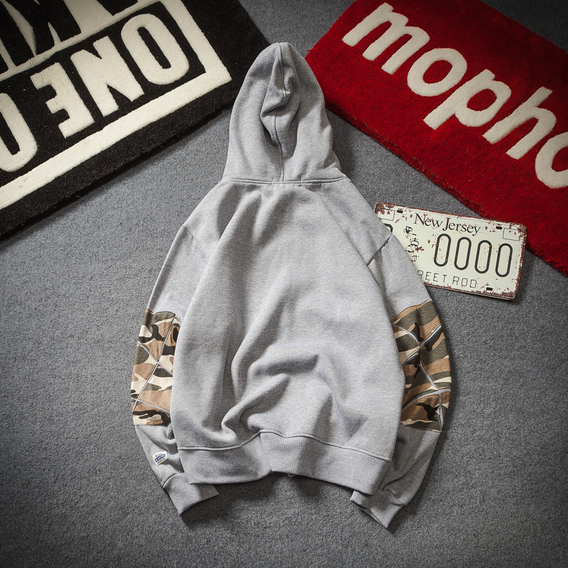 Mùa thu Nhật Bản ngụy trang retro áo khoác trùm đầu thanh niên dài tay áo hoodie rộng áo len nam hàn quốc