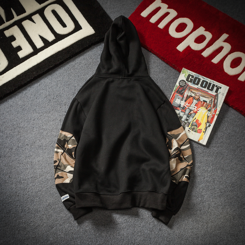 Mùa thu Nhật Bản ngụy trang retro áo khoác trùm đầu thanh niên dài tay áo hoodie rộng áo len nam hàn quốc