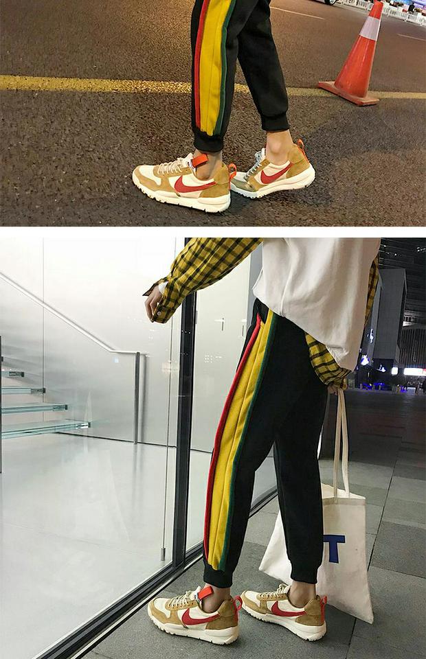 Quần lửng nam nữ thể thao màu tương phản ulzzang Hàn Quốc cộng với quần nhung dày chân mùa đông Chân dài Hàn Quốc phiên bản quần dài quần dài nam