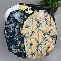 Summer five-point sleeve shirt mens loose beach flower shirt Hawaii seaside vacation travel short-sleeved top clothing tide