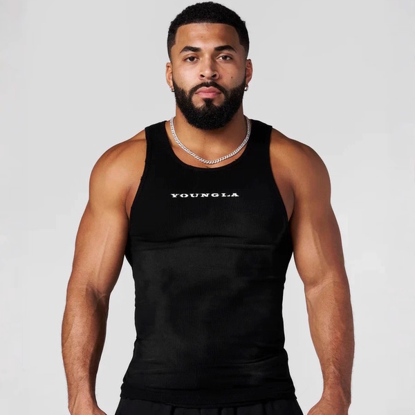 Youngla Trendy American Sports Fitness Jogger Men's Vest Quick-Drying Breathable Elastic Training Sleeveless T-Shirt