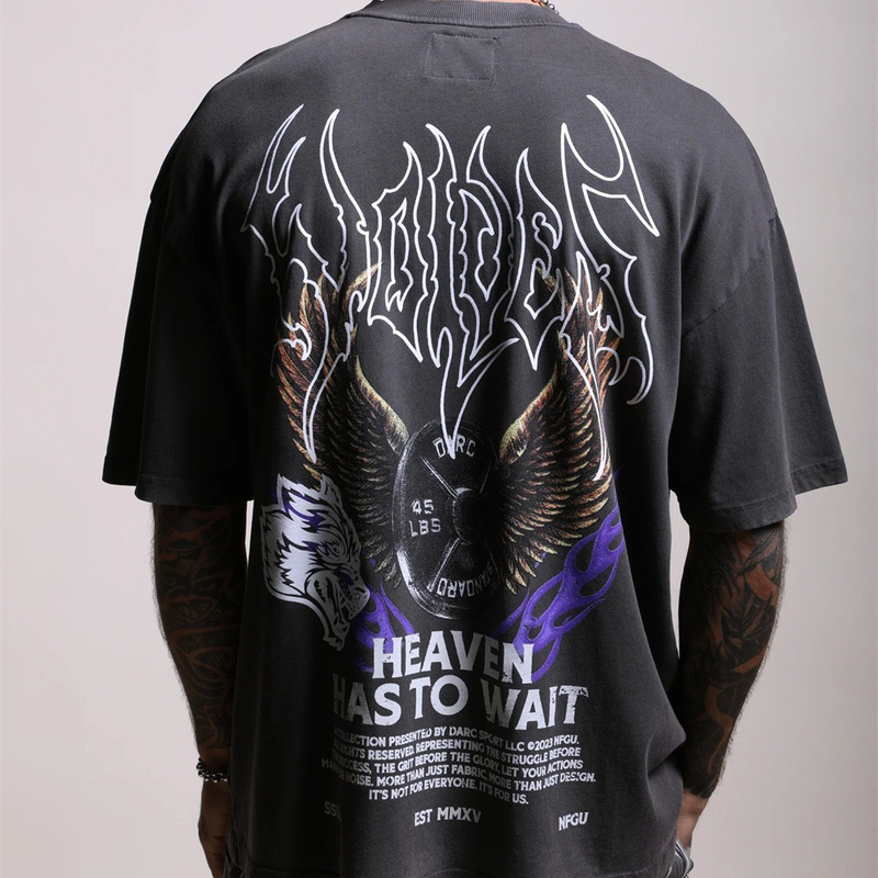 Darcsport Summer American-Style Wolf Head Sports Short-Sleeved New Pure Cotton Loose Fitness Round Neck T-Shirt Collection Darcsport Summer American-Style Wolf Head Sports Short-Sleeved New Pure Cotton Loose Fitness Round Neck T-Shirt Collection