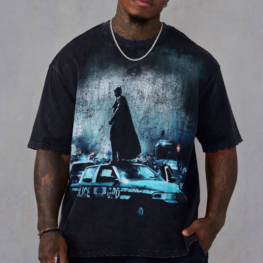 Youngla Co-Branded Batman New Men's Short-Sleeved Jogger Sports Fitness Cotton Large Size Loose Short T-Shirt