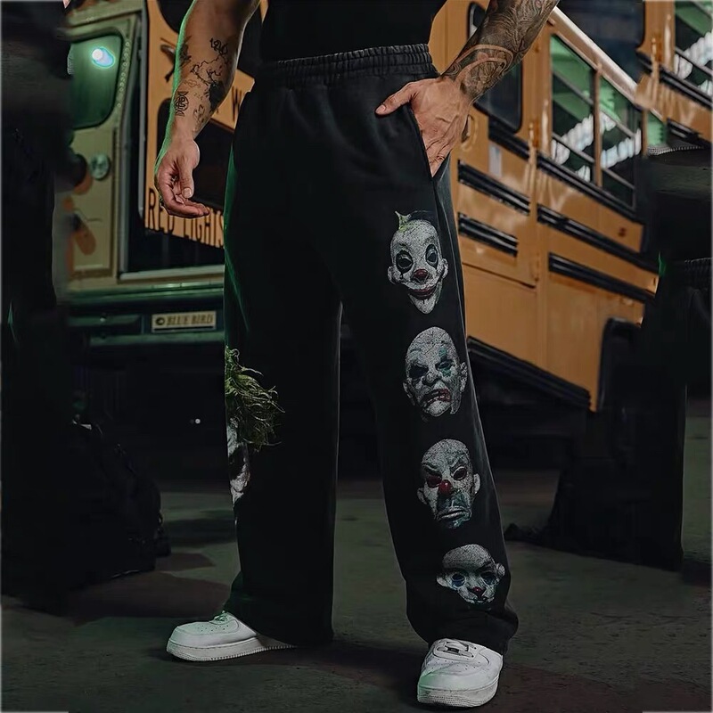 Youngla Collaboration with Batman Men's Sports Pants Jogging Fitness Cotton Printed Casual Straight-Leg Trousers