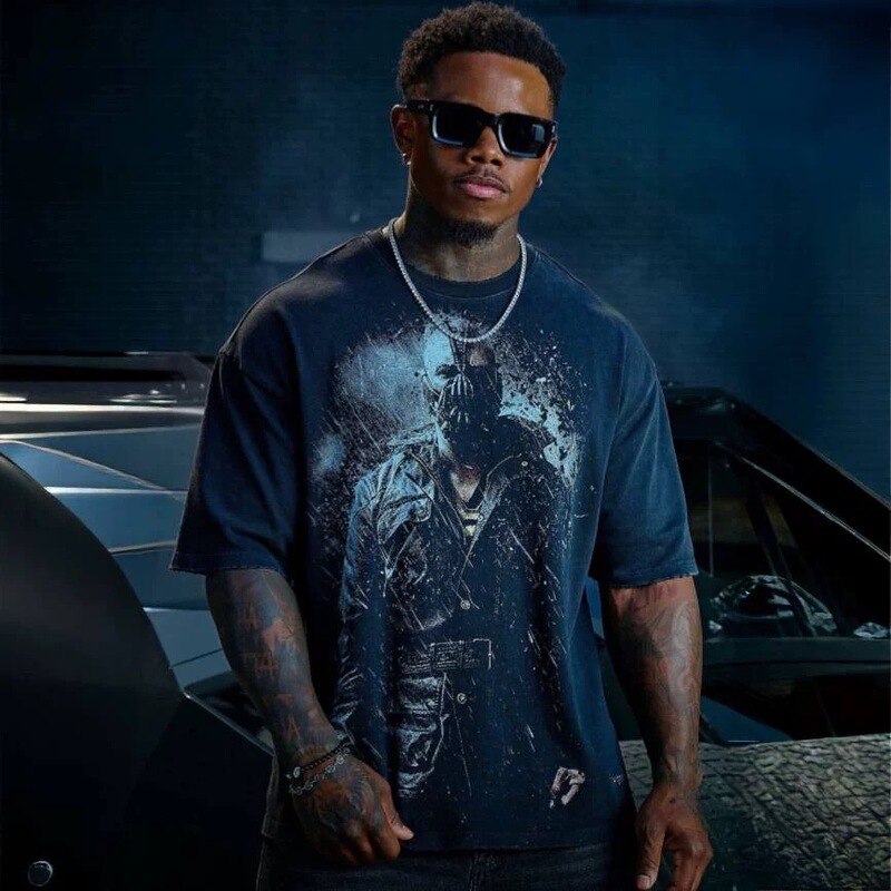 Youngla Batman Series American Trendy Street Print Large Size Loose Fitness Sports T-Shirt Men's Short Sleeves