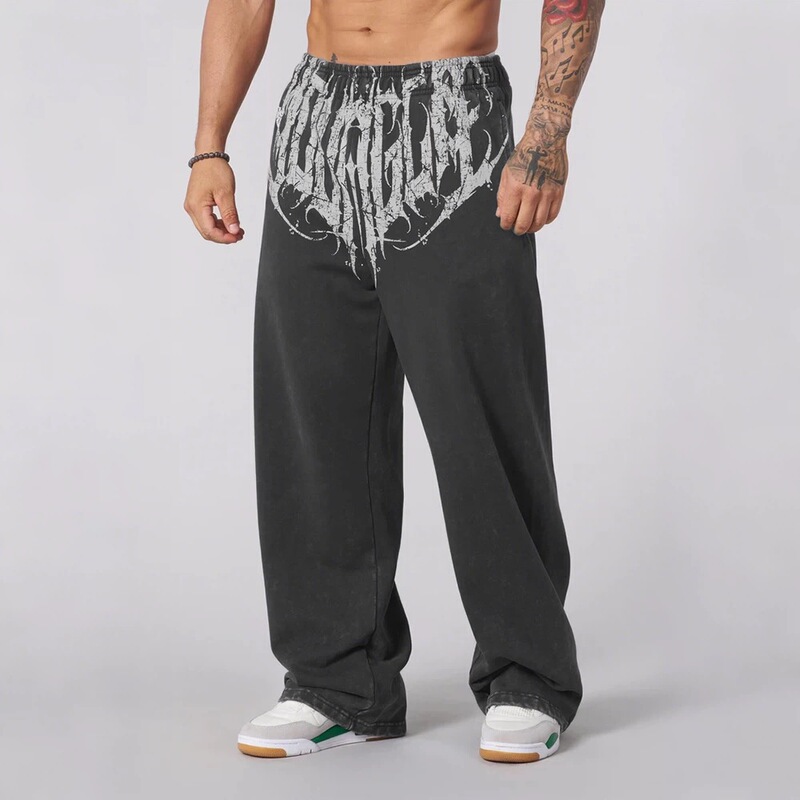 Youngla American Style New Men's Sports Pants Jogging Fitness Casual Long Pants Loose Straight Pants