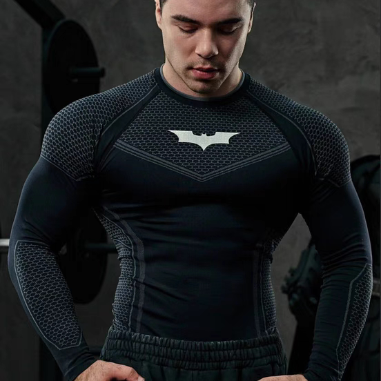 Youngla New American-Style Men's Tight-Fitting T-Shirt for Joggers, Sports, Fitness, Running Training, Quick-Drying Printed Long Sleeves
