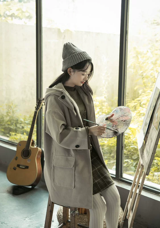Chống mùa cao đẳng gió 2018 mùa thu và mùa đông Nhật Bản sinh viên mới áo cô gái dài sừng khóa áo len