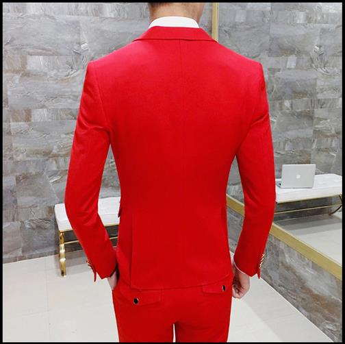 Phù hợp với nam giới Anh Hàn Quốc Slim đôi ngực nhỏ phù hợp với váy cưới ba mảnh S đến 4XL mã kích thước lớn quần áo thể thao nam