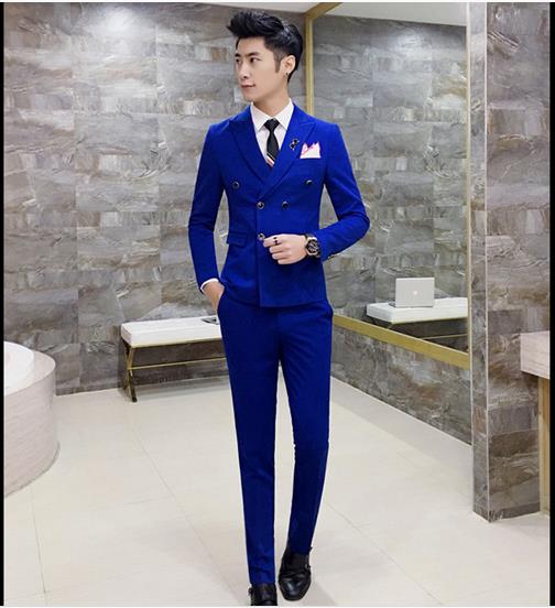 Phù hợp với nam giới Anh Hàn Quốc Slim đôi ngực nhỏ phù hợp với váy cưới ba mảnh S đến 4XL mã kích thước lớn quần áo thể thao nam