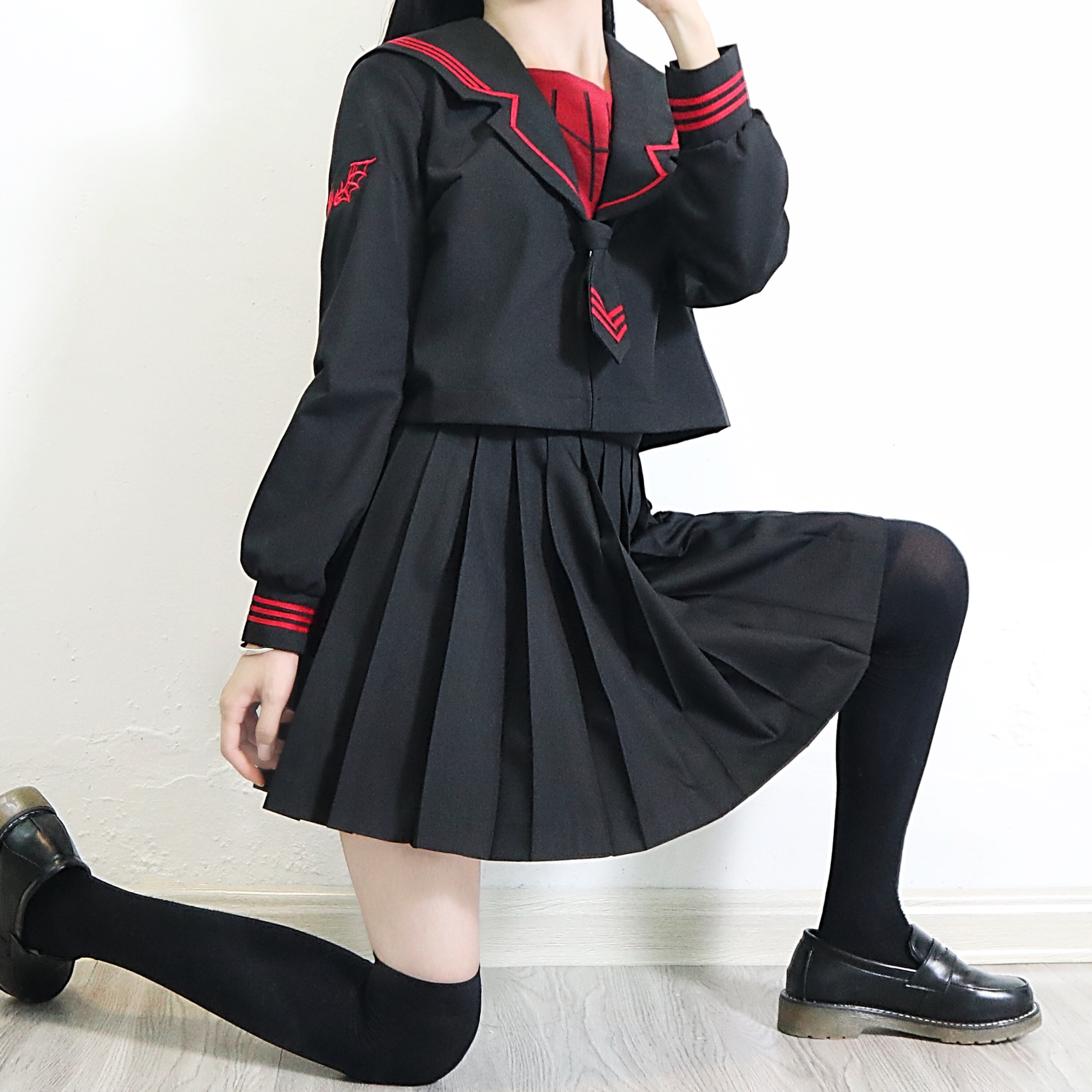 (Red Demon) Xiaoxuan gốc ngày Halloween jk Uniform Thủy thủ Uniform Ples Nhiệt độ Cao đẳng Gió Set cao