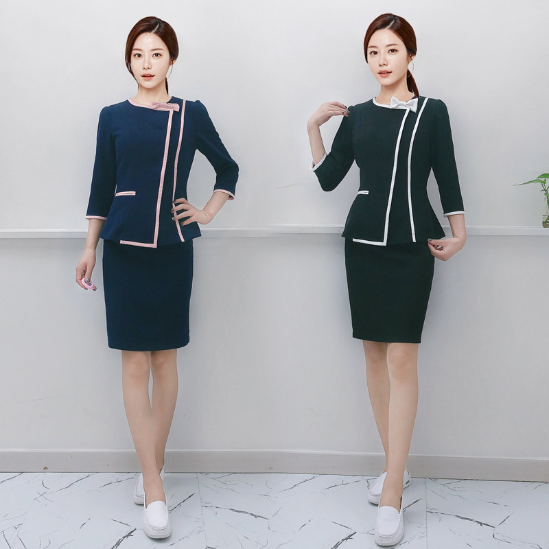 Korean beautician Hotel front desk cashier Technician Club attendant Work clothes Professional technician suit Female skirt