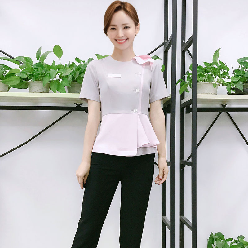 2021 new Korean version of the beauty salon beautician work clothes long-sleeved slim suit plastic surgery hospital consultant front office clothes