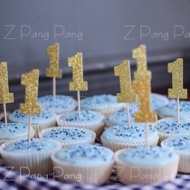 Baby's first-year-old banquet number 1 small card cupcake decoration 10 Pack