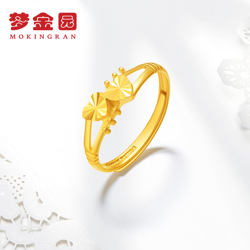 Dream Gold Ring Gold Ring Female Foot Gold 9999 Heart connected ten thousand pure series of ring Living lip Denomination Gift