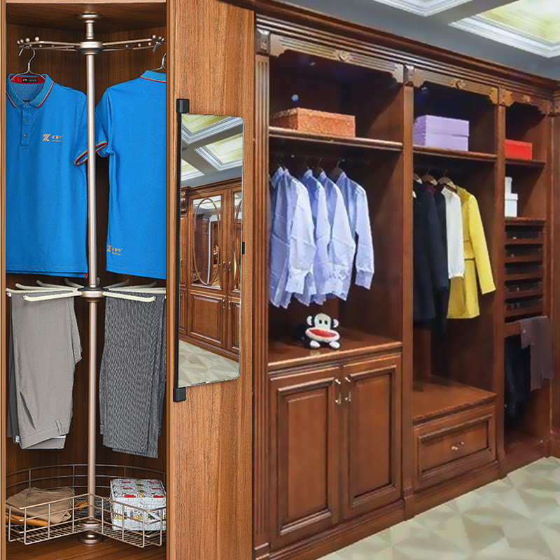 Cloakroom 360 degree rotating hanger Wardrobe corner trouser rack Corner hanging rod Multi-function shelf hanging device