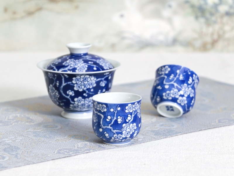 Small Town Daxu｜Jingdezhen Hand-Painted Blue and White Ice Plum Small Stove-Style Pairing Cups, Antique-Style Wood-Fired, Super Oily Feel to the Touch