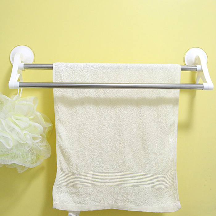 Towel rack 2-layer sucker-type bath towels rack-free hanging rack Makeup Room Stainless Steel 304 Double-Rod Shelf