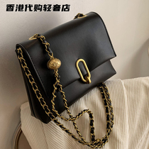 French flagship official womens bag 2022 new cow leather fashion skew satchel soft leather small square bag retro chain bag