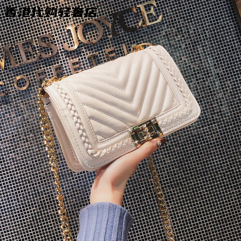 French counter women's bag light luxury leather new all-match Western style single shoulder messenger chain small square bag