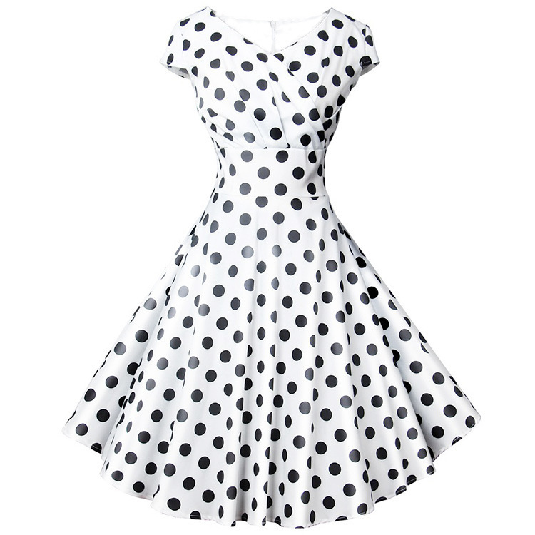 New Women's Clothing in European and American Style, Retro Printed Dress, Large Hem Cocktail Party Dress